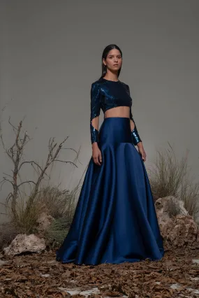 Long-Sleeved A-line Dress with Sequins