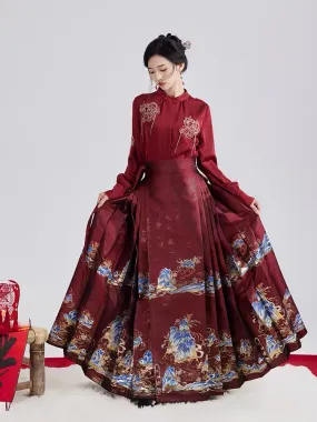 Lunar Dragon Modern Ming Style Mamian Skirt Hanfu