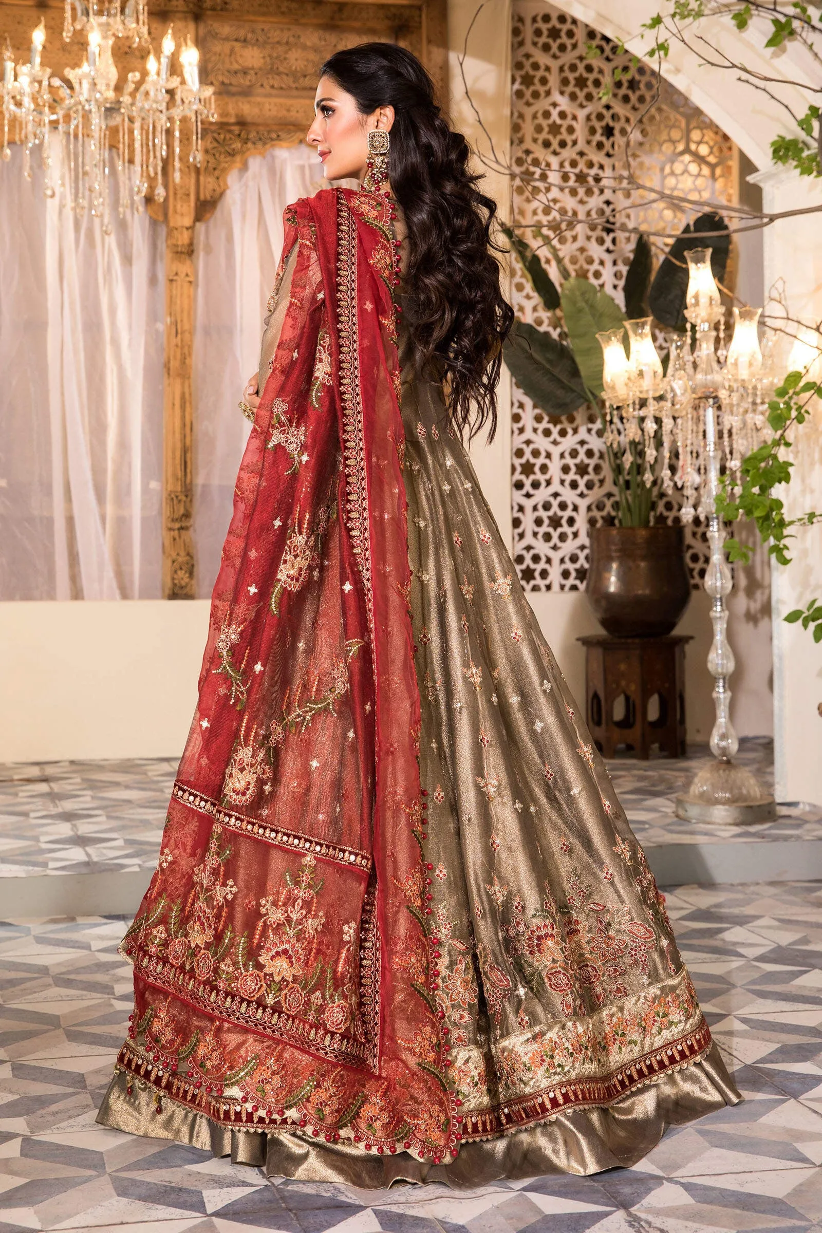 MARIA.B. Mbroidered Heritage Edition – Burnt Gold and Maroon (BD-2401)