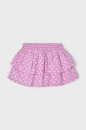 Mayoral Pull On Ruffle Skirt in Pink Floral Print: Size 2 to 8