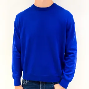 Men's Cobalt Blue Cashmere Crew Neck Jumper Extra Large