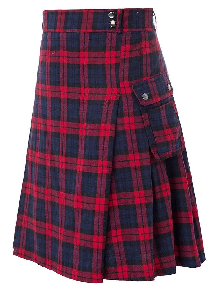 Mens Plaid Pleated Skirt