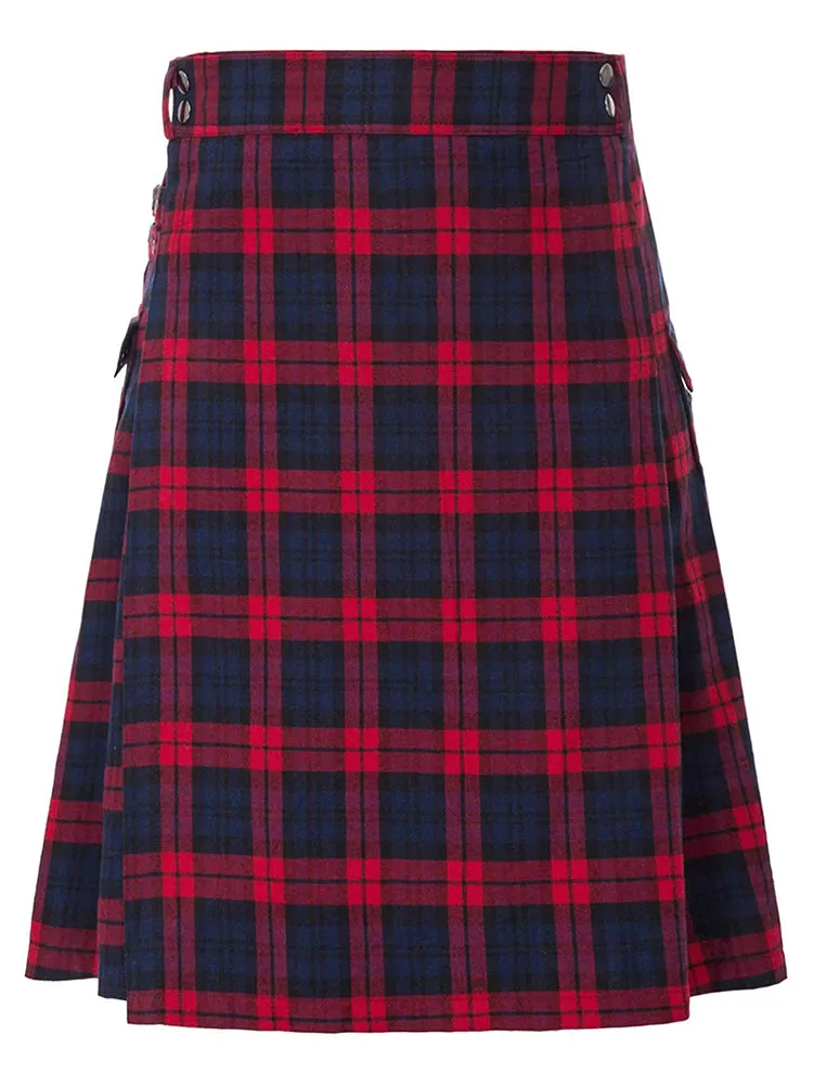 Mens Plaid Pleated Skirt