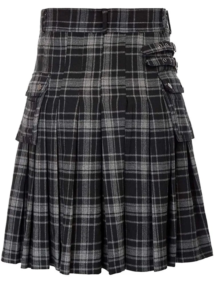 Mens Plaid Pleated Skirt