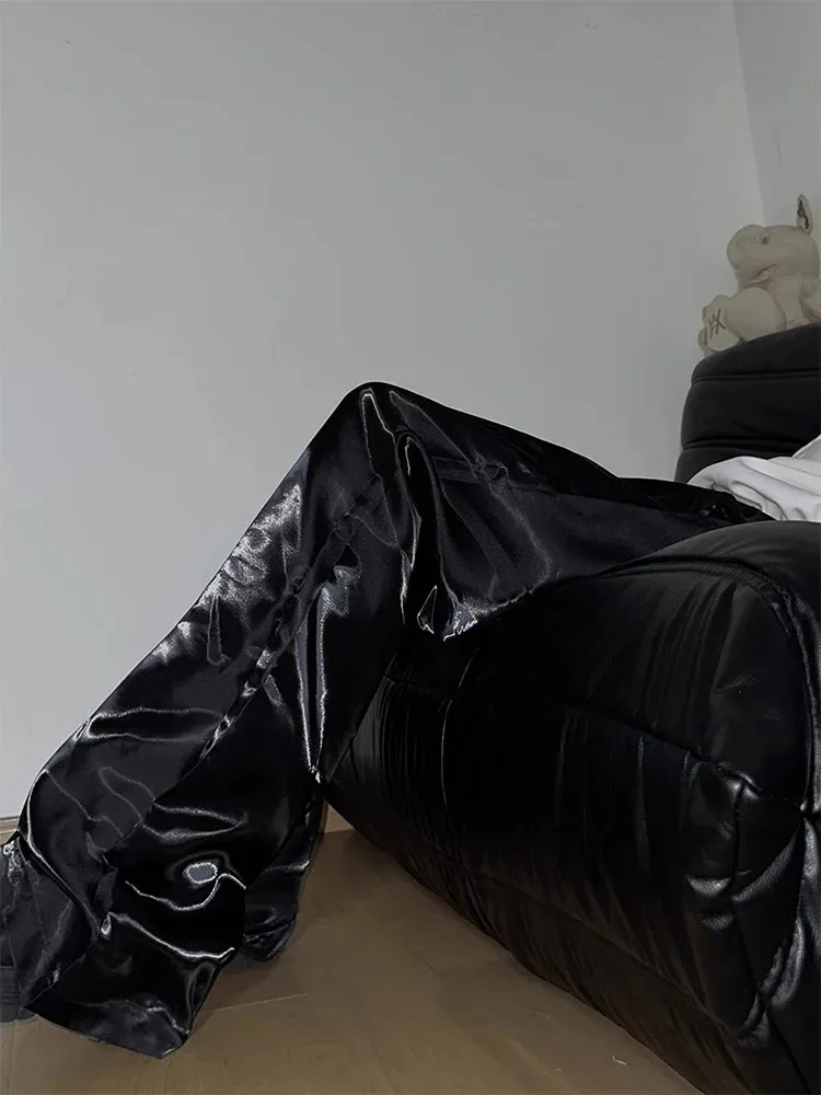 Men's Y2K Streetwear Shiny Pants - Wide Leg, Loose Fit