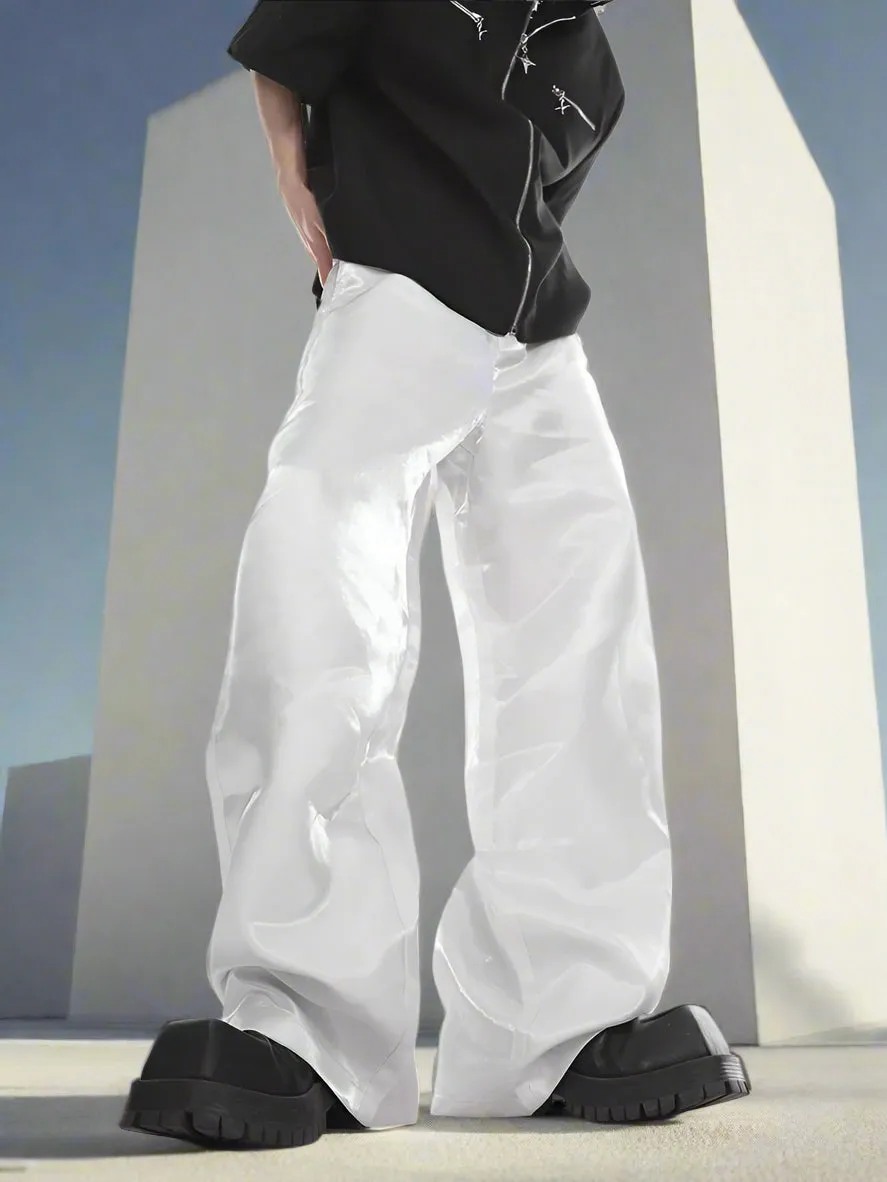 Men's Y2K Streetwear Shiny Pants - Wide Leg, Loose Fit
