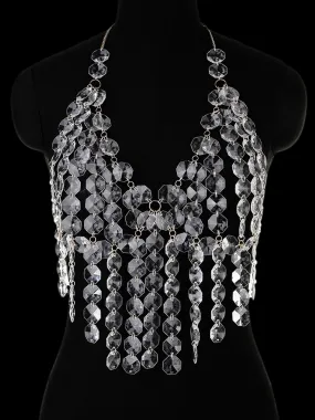 Metal Acrylic Backless Crystal Halter Top