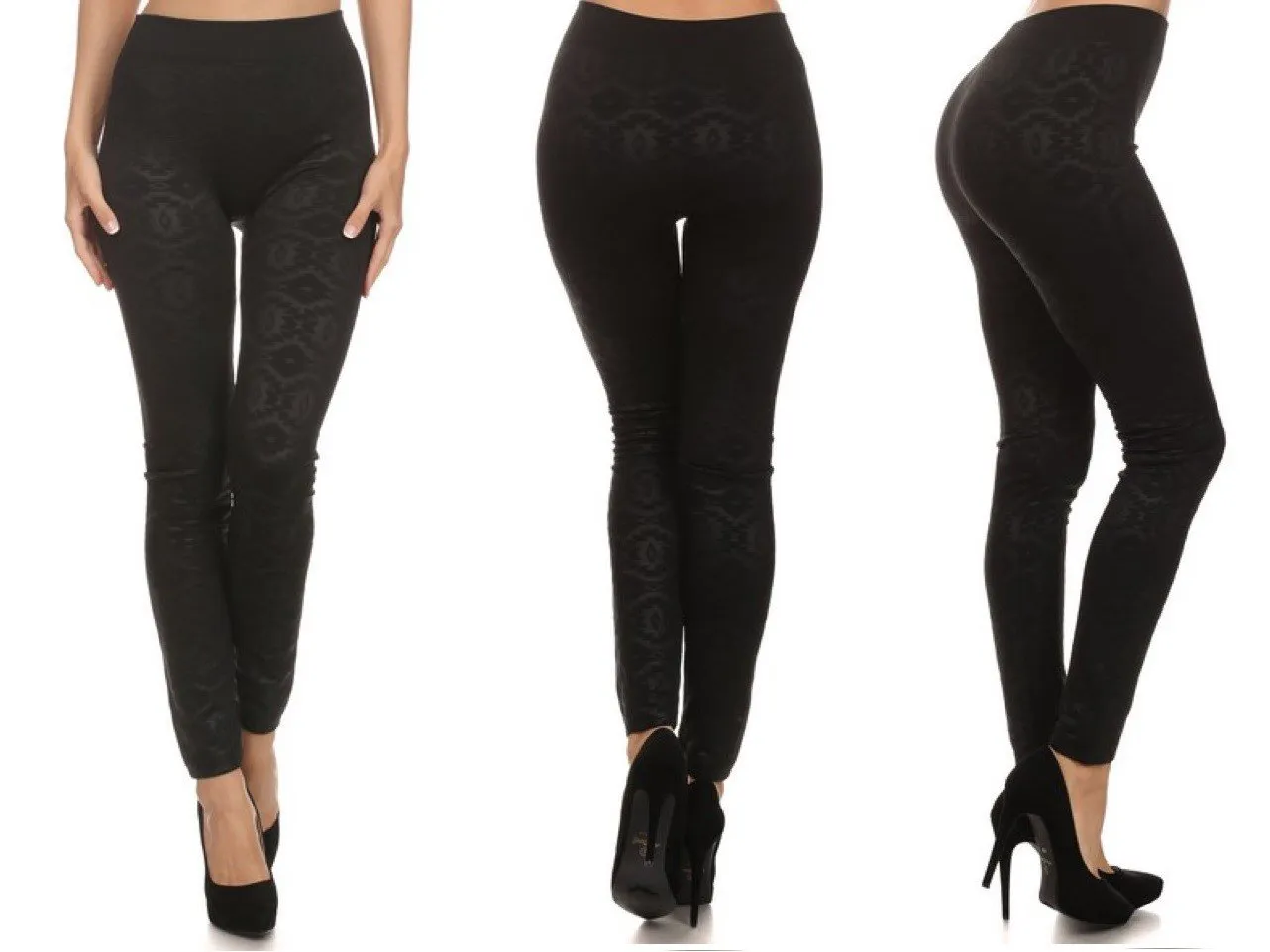 Metallic High Waist Leggings (Black Metallic)