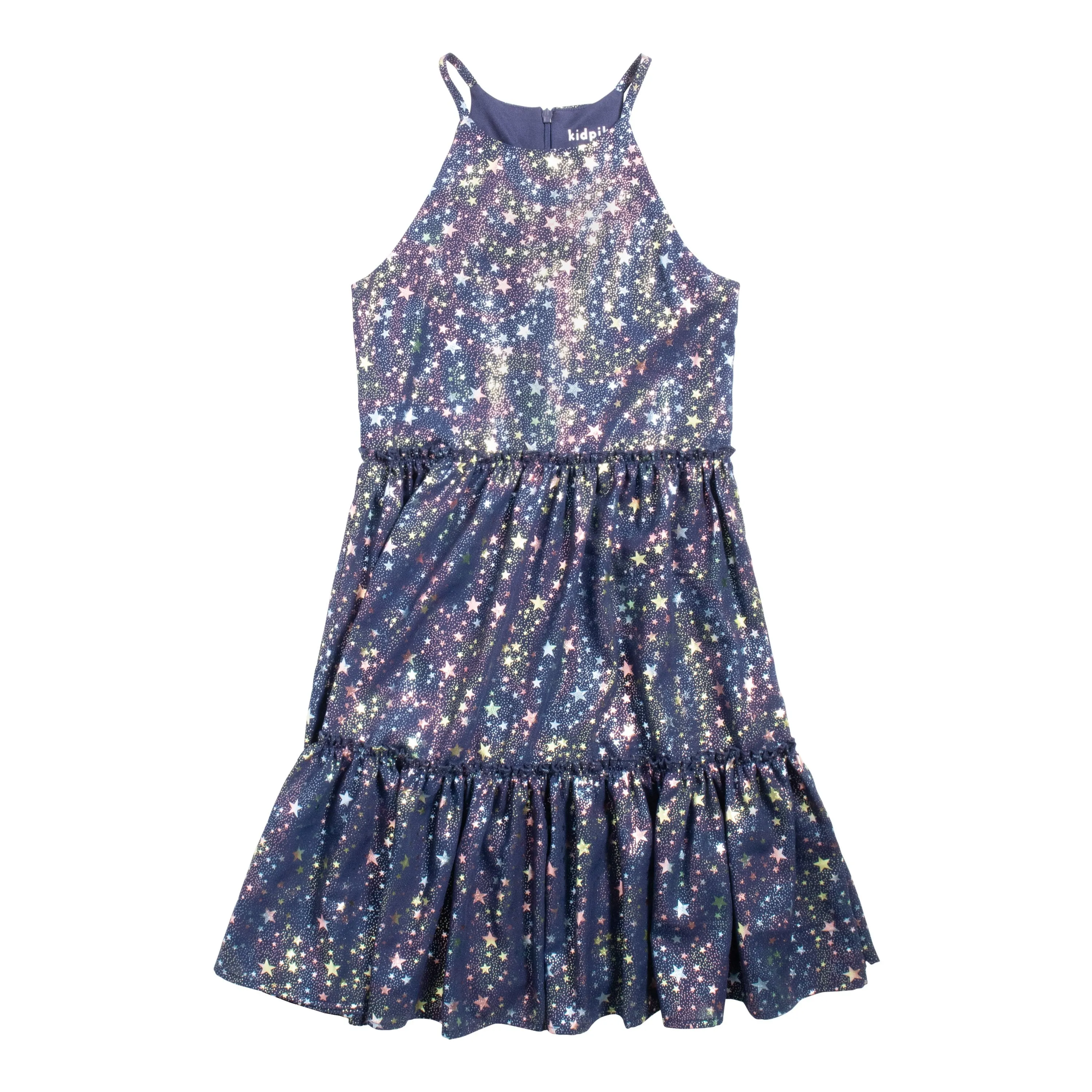 Metallic Star Halter Dress