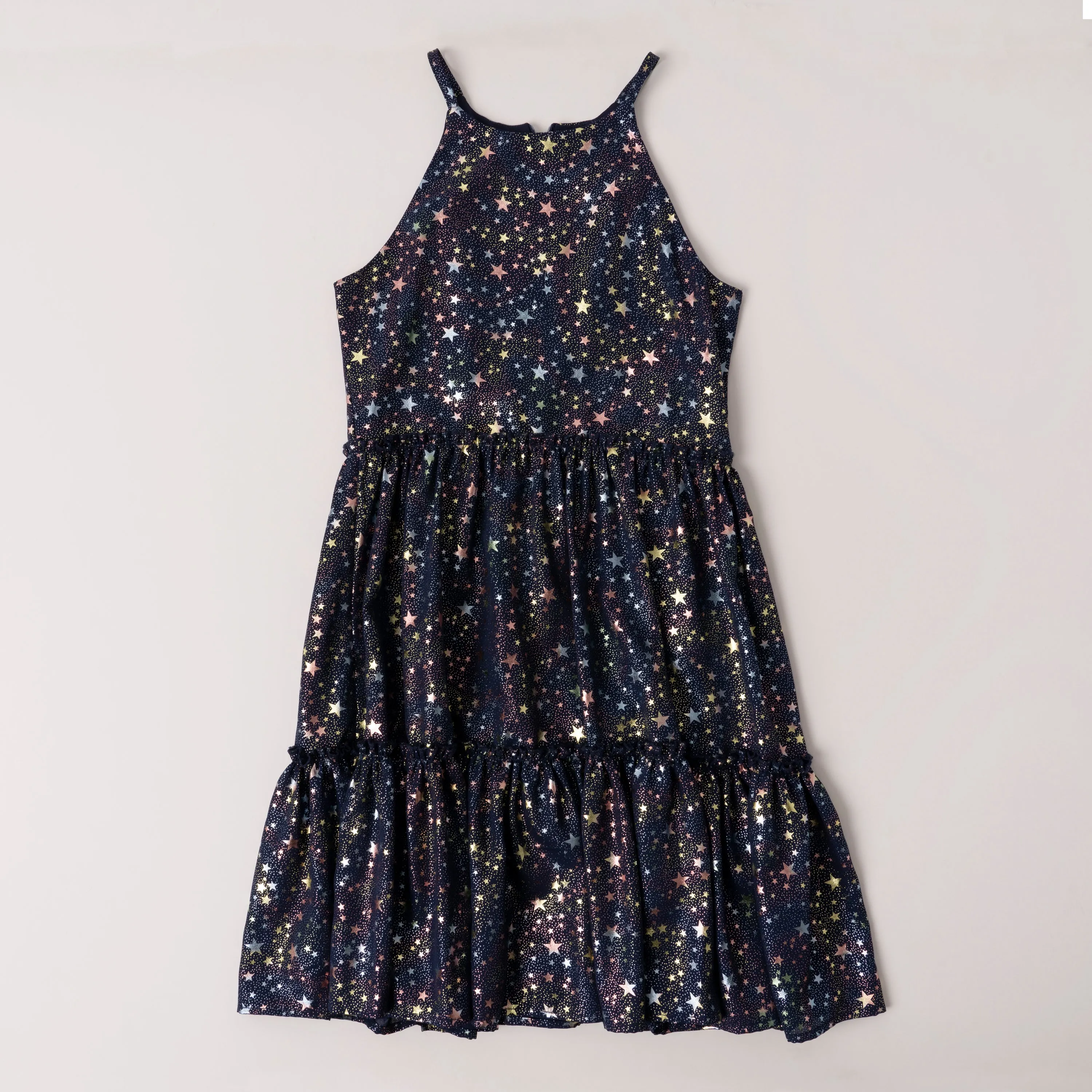 Metallic Star Halter Dress
