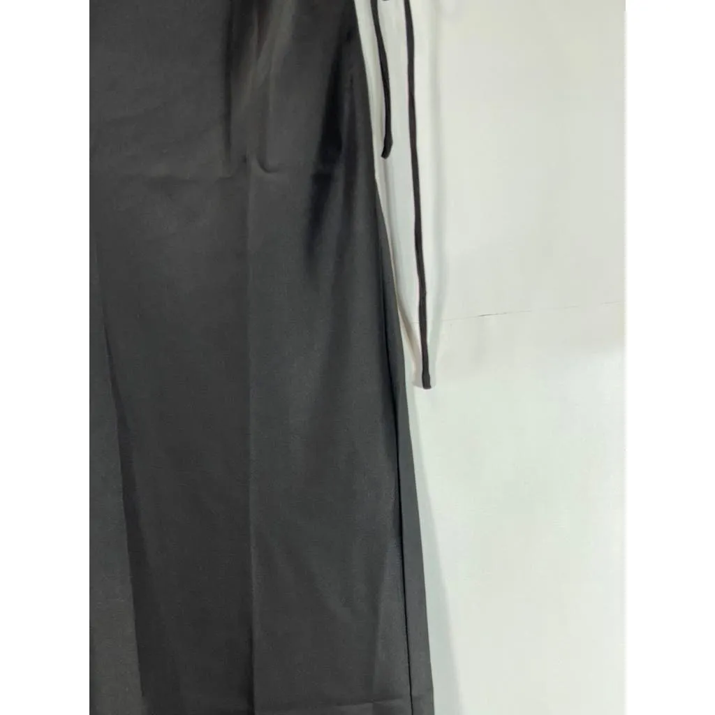 MOTF Women's Black Solid Adjustable Side Ruched Straight Maxi Skirt SZ L