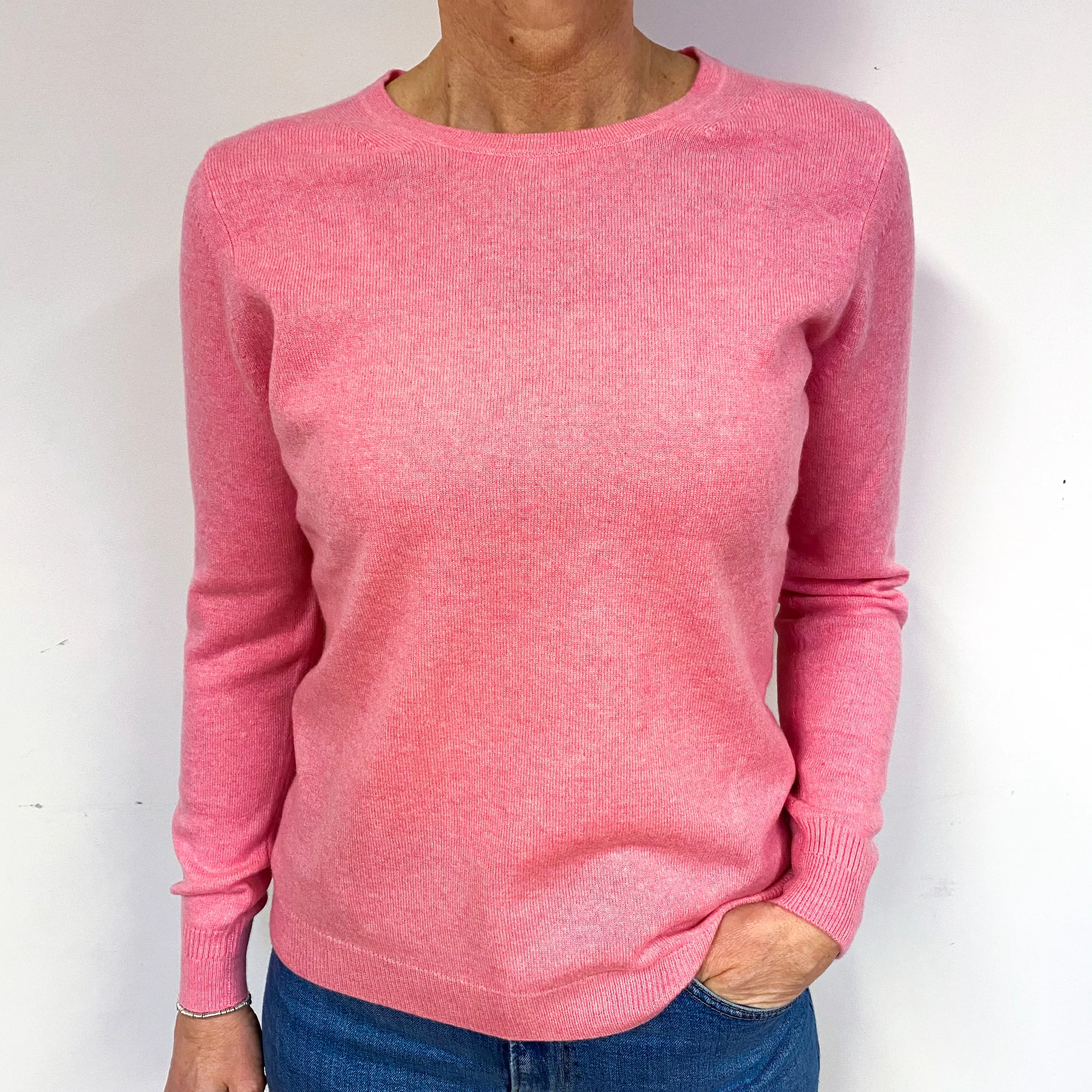 New Bubblegum Pink Cashmere Crew Neck Jumper Medium