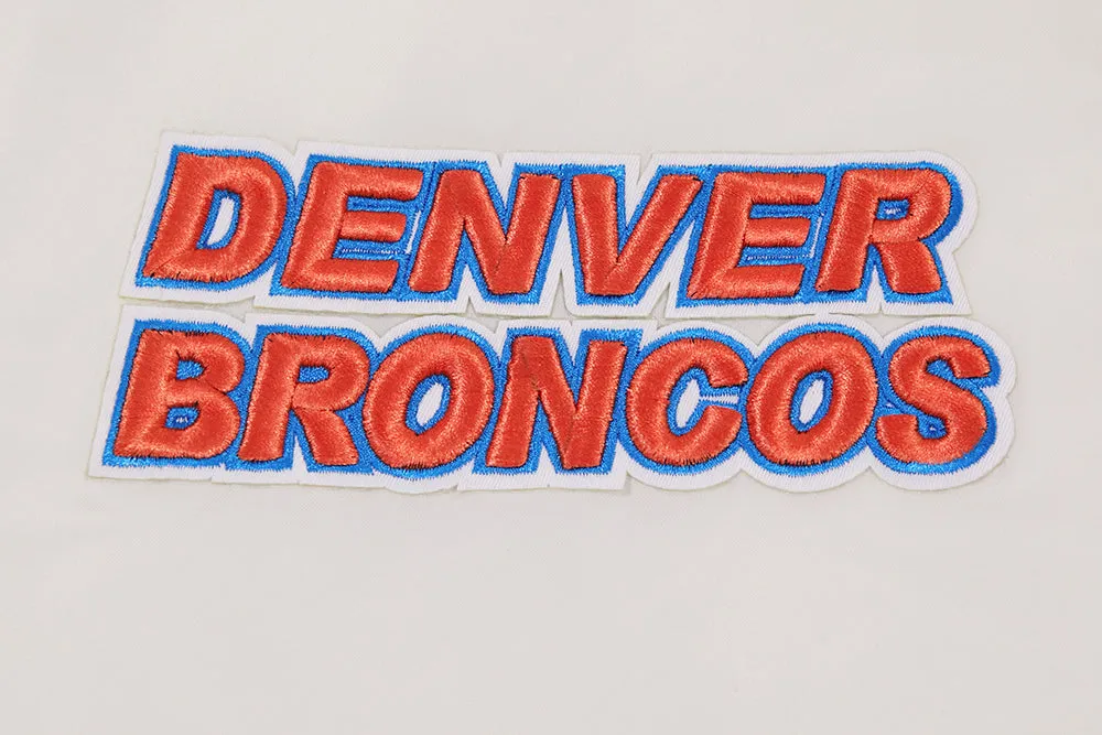 NFL DENVER BRONCOS RETRO CLASSIC MEN'S RIB SATIN JACKET (EGGSHELL/ ROYAL BLUE)