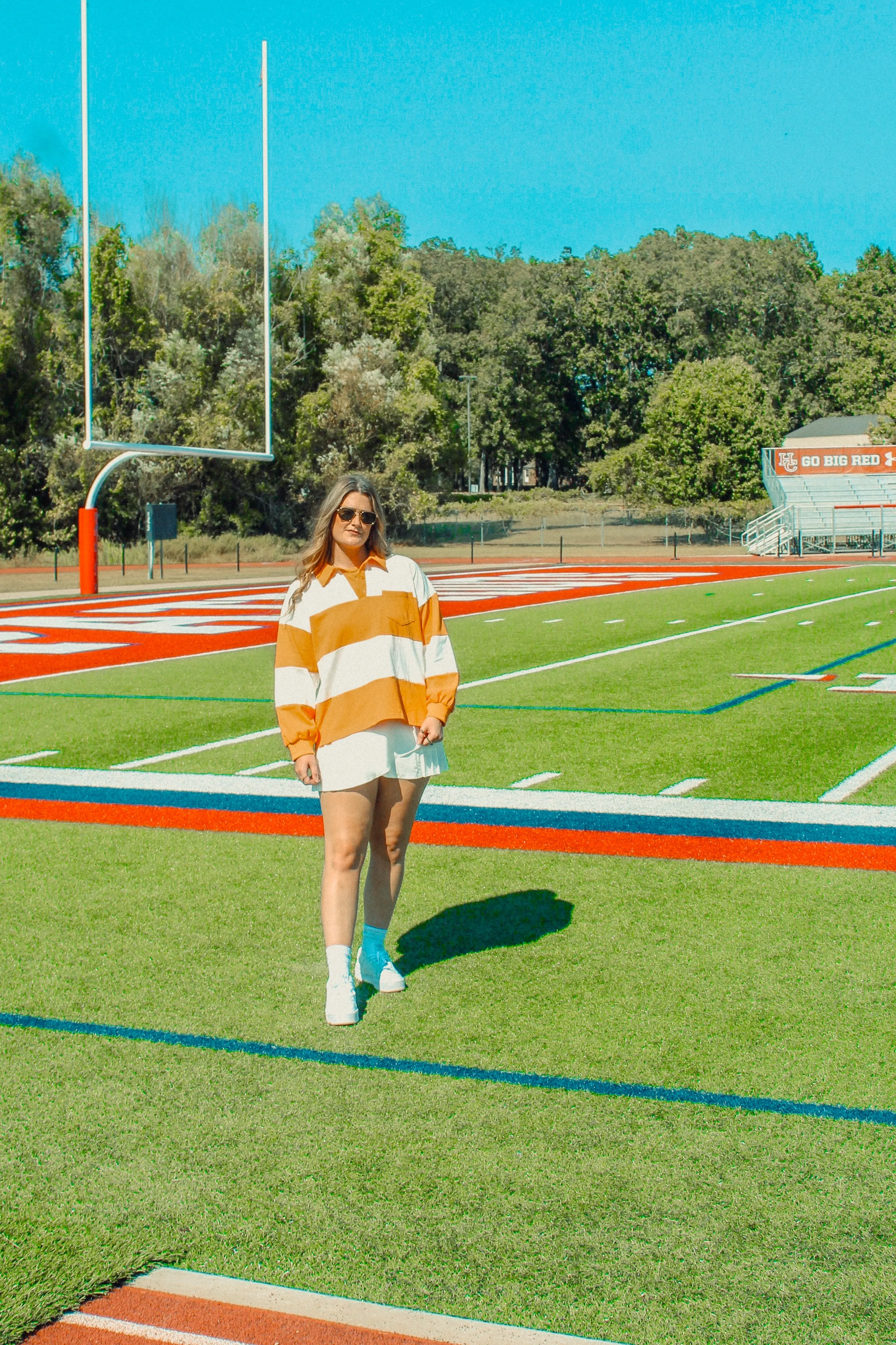 Orange and White Striped Oversized Polo