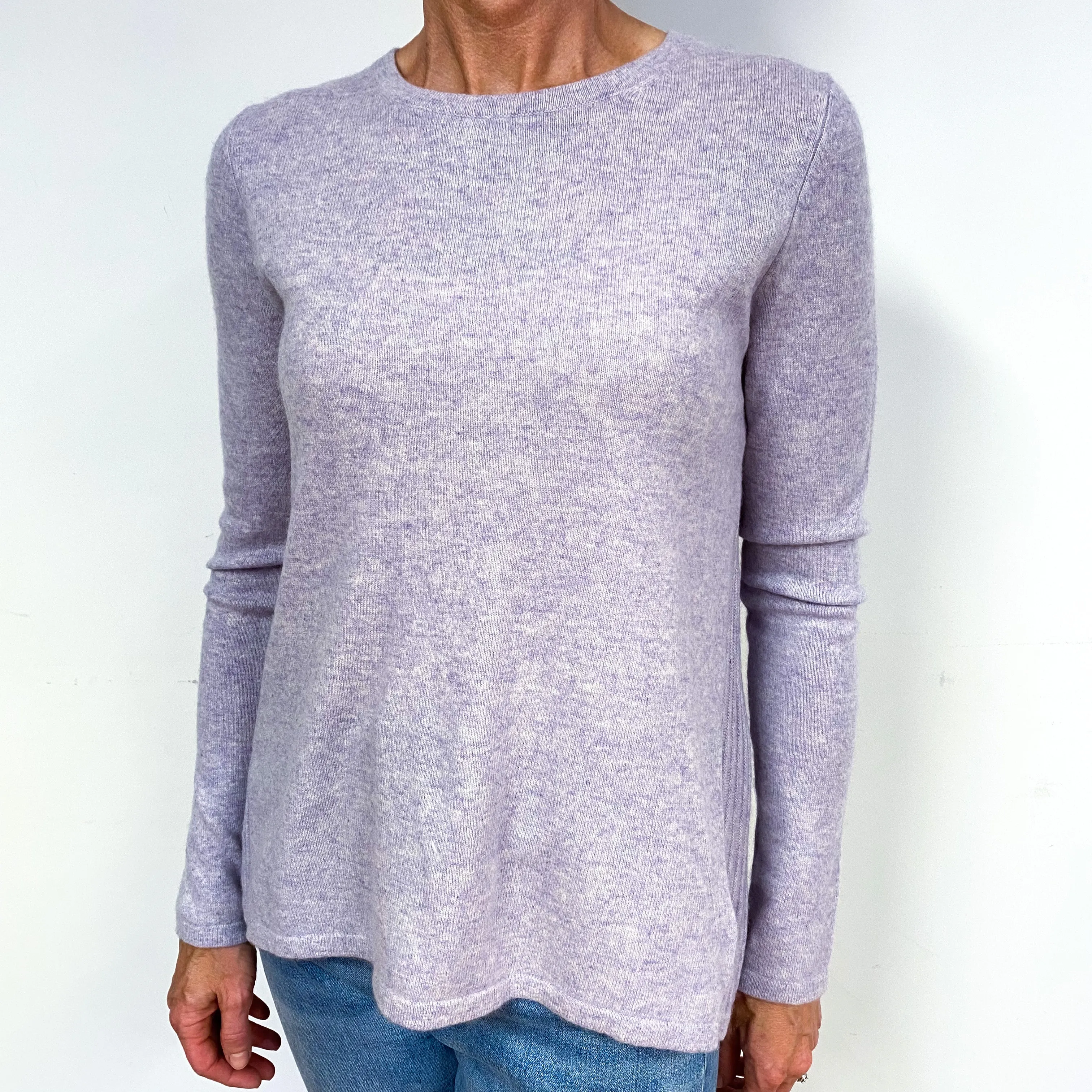 Pale Lavender Slouchy Cashmere Crew Neck Jumper Medium