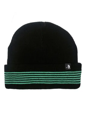 Pass-Port Organic Cotton Stripe Knit Beanie - Black / Green