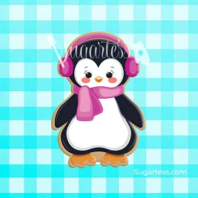 Penguin Wearing Winter Ear Muffs and Scarf