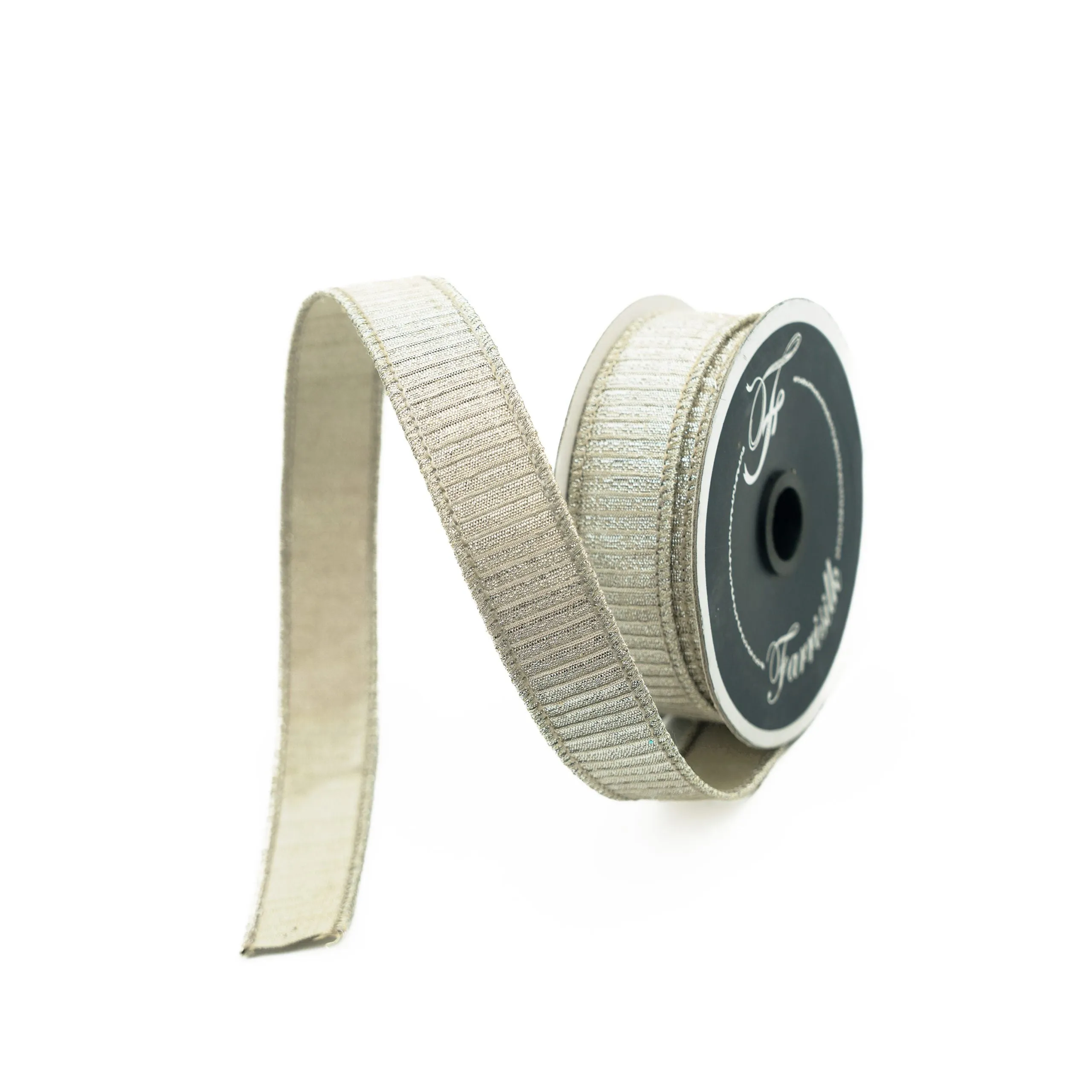 Pleated Metallic Ribbon, 1"X10YD, Platinum