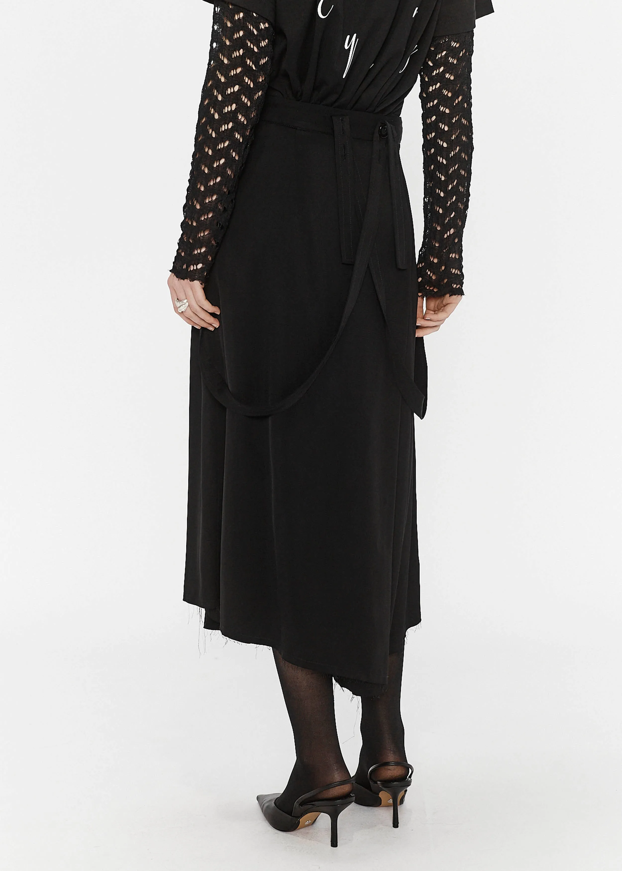 Pleated Skirt - Viscose Gabardine (Black)