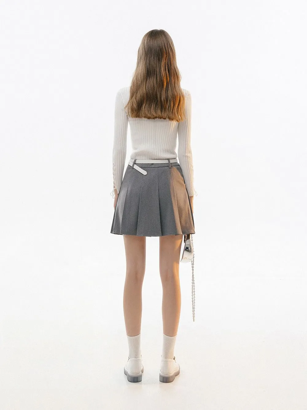 Pleats Short Girly Casual Skirt