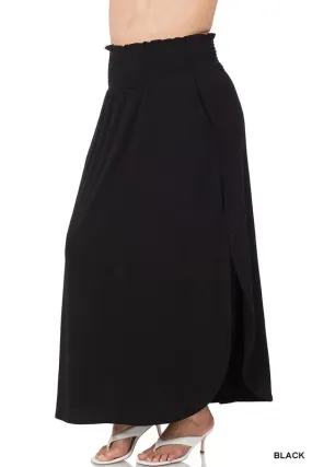 Plus Smocked Waist Long Skirt