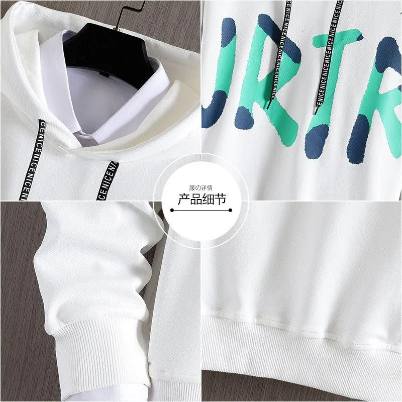 Printed Letter Loose Casual Hoodie – Long-Sleeved Cotton Pullover for Autumn
