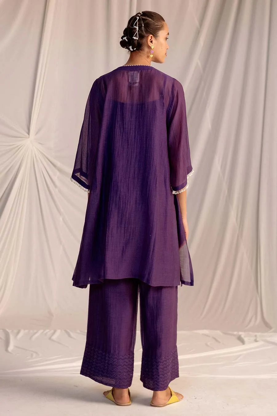 Purple Embellished Tunic & Pant Set