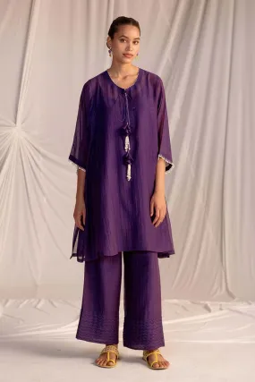 Purple Embellished Tunic & Pant Set