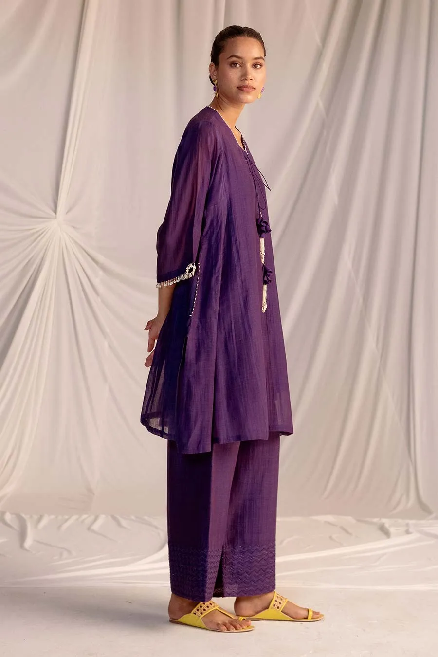 Purple Embellished Tunic & Pant Set