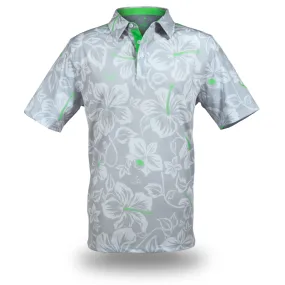 "Silver Mint Bloom" - OGA Men's Polo - Silver / Neon Mint