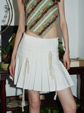 Raw Edge Design Pleated Skirt