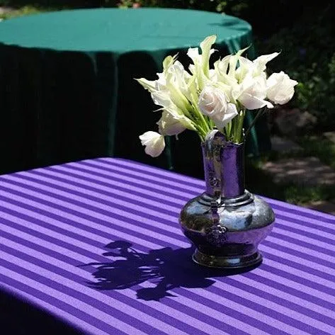 Rectangular Fitted Tablecloth Standard 29" Height Poly Stripe