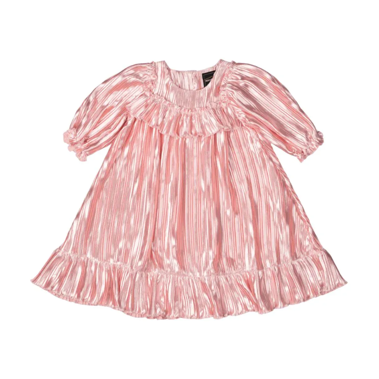 Rock Your Baby Pink Pleated Metallic Dress