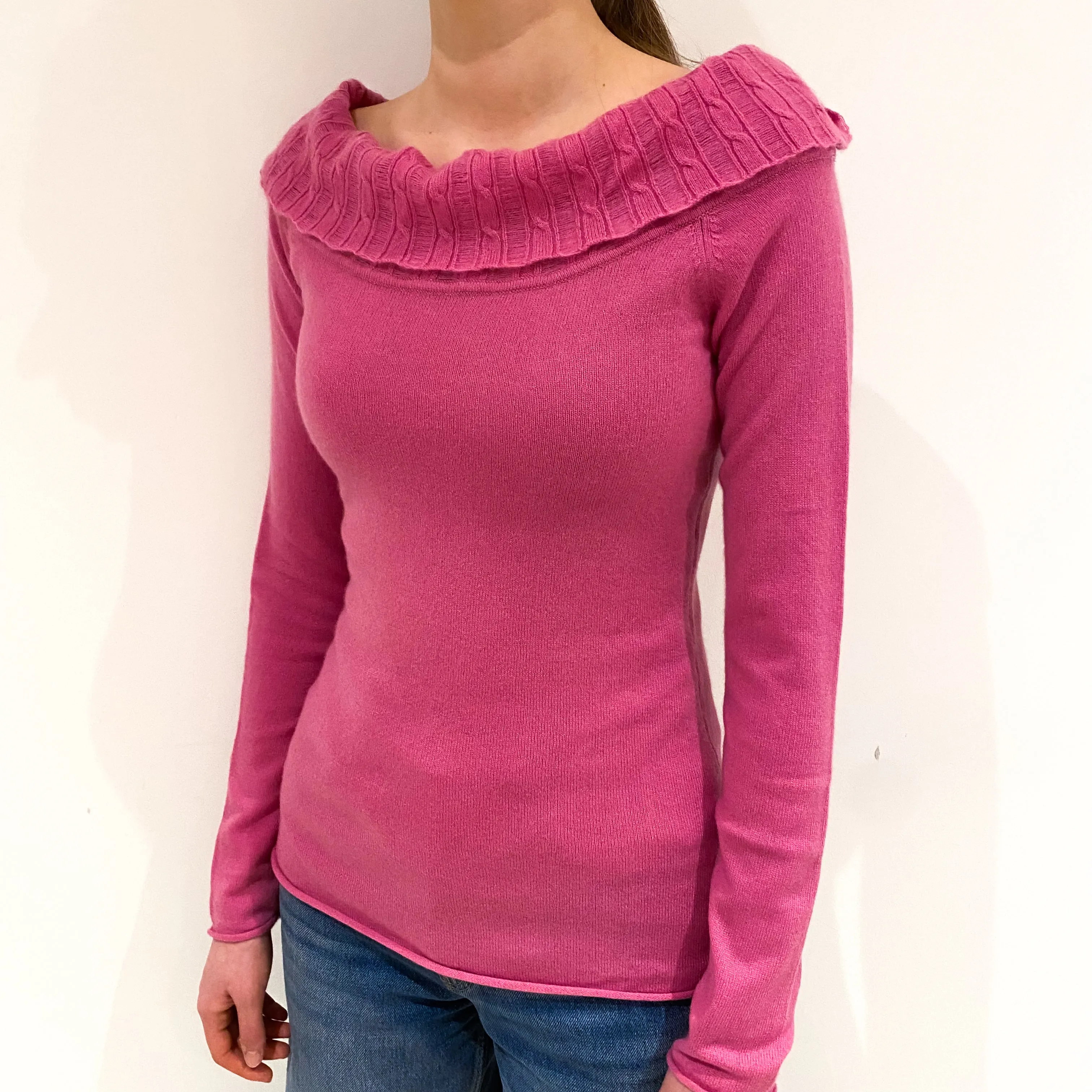 Rose Pink Boat Neck Jumper Extra Small