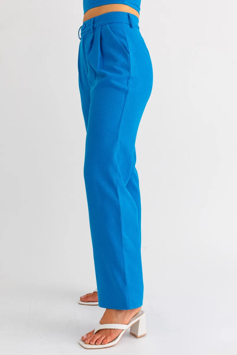 Royal Blue High Waist Wide Leg Pants