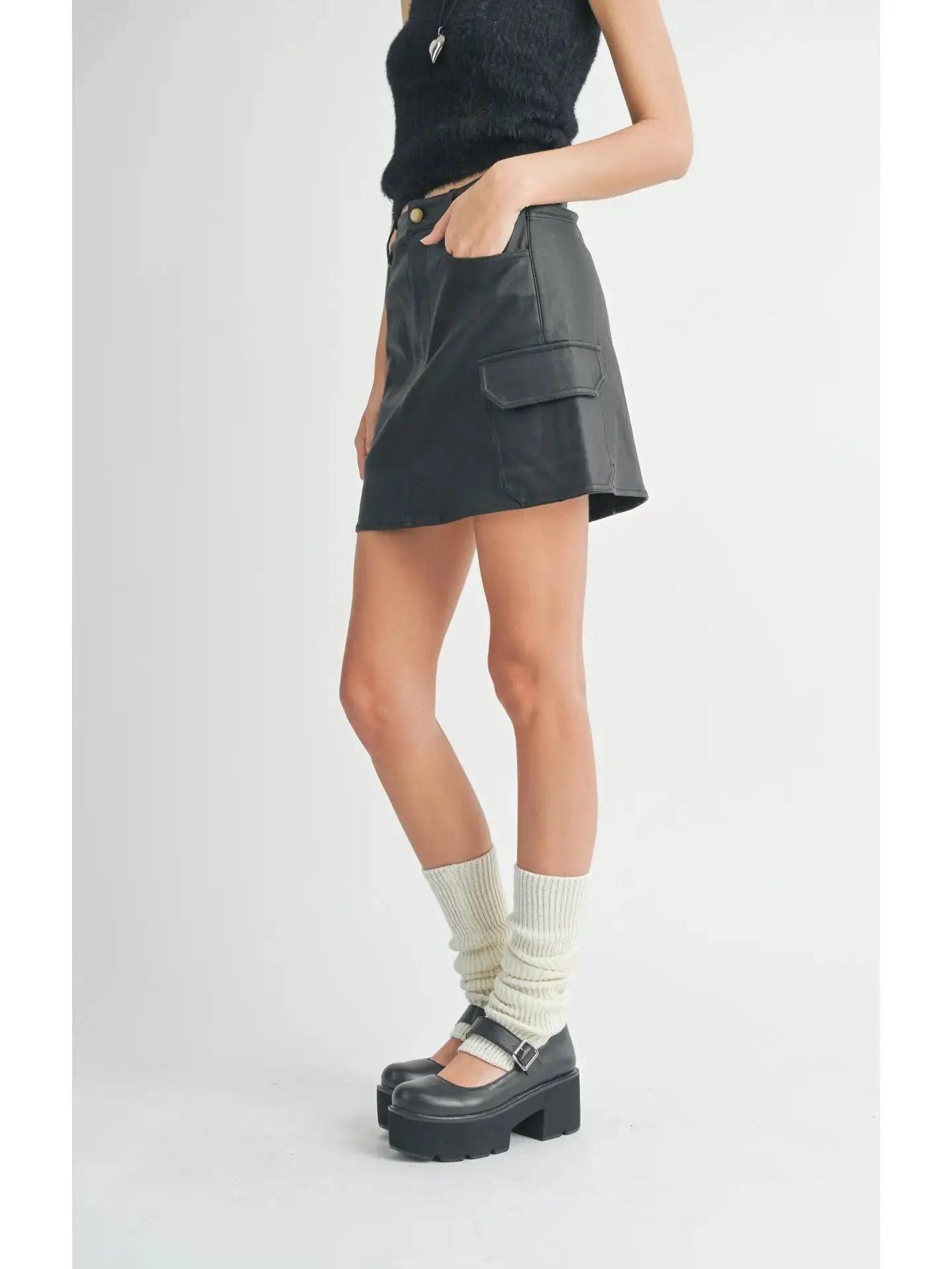 Sadie & Sage Girl On Top Coated Mini Skirt