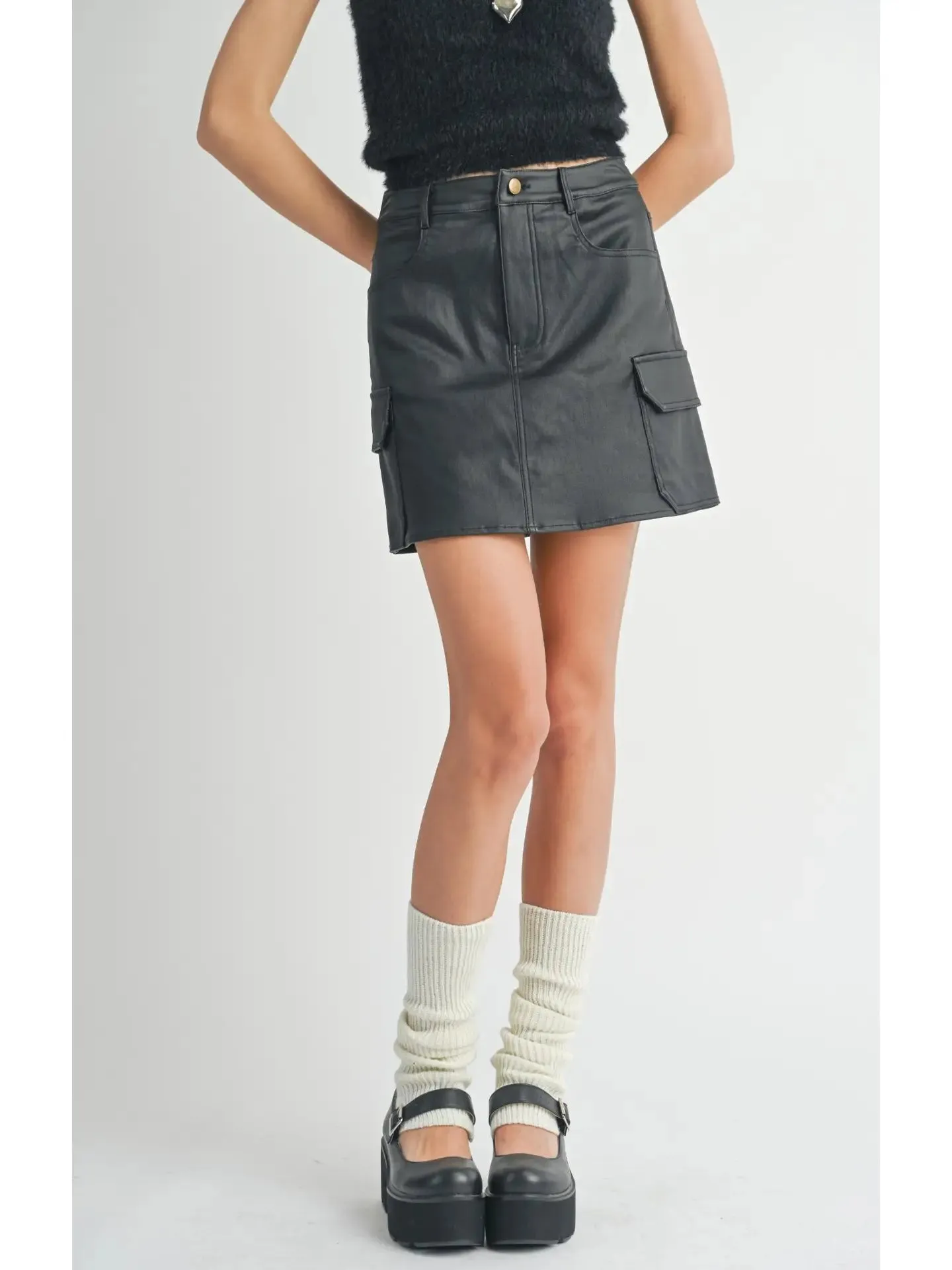 Sadie & Sage Girl On Top Coated Mini Skirt