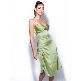 Seduisant Nœud: High Slit Drawstring Sling Dress.