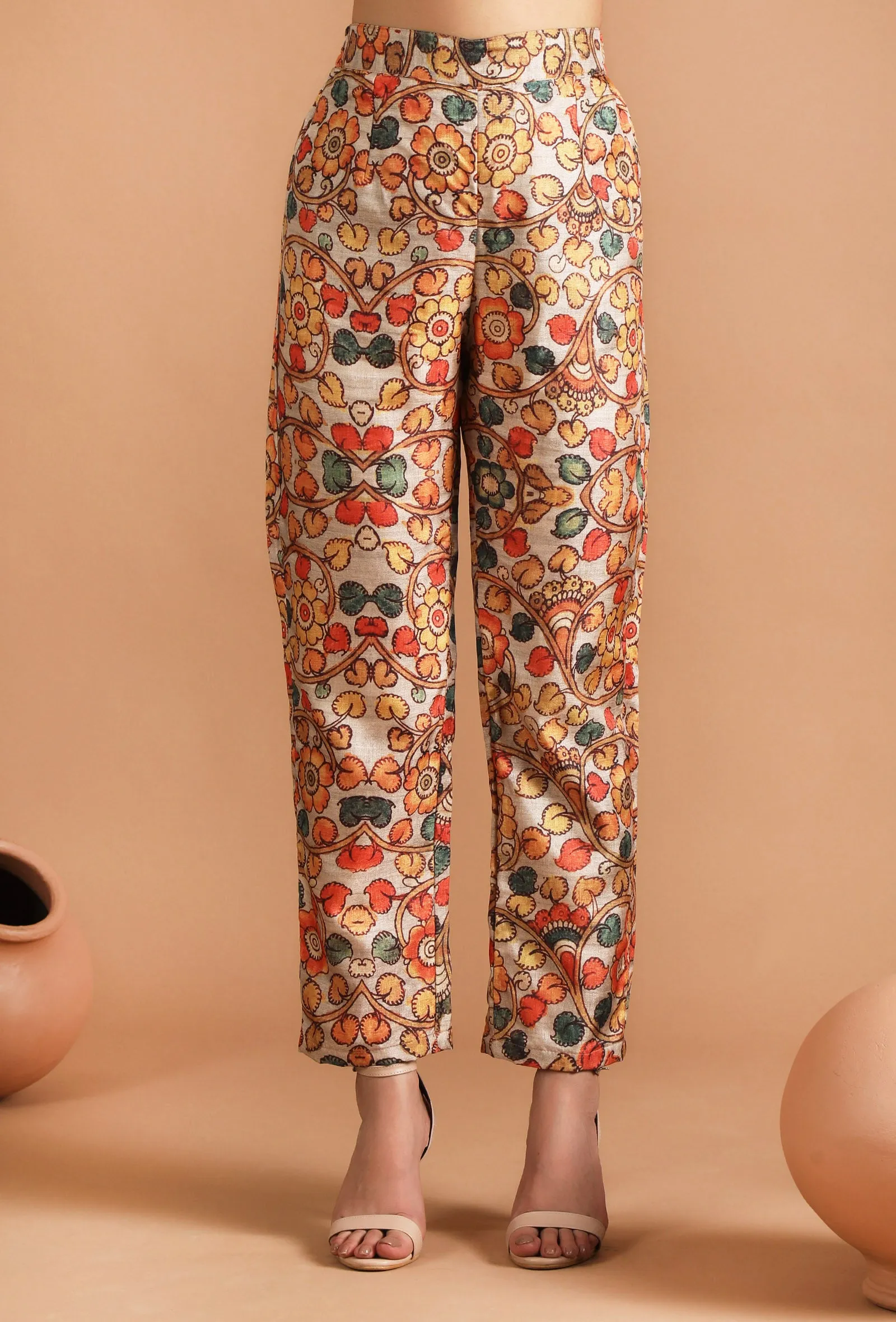 Set Of 2: Damini Box Pleated Kalamkari Kurta Set