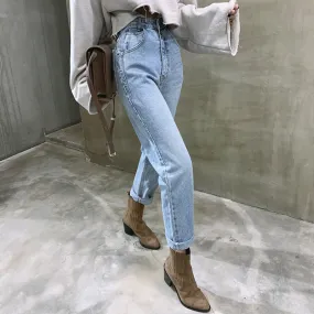 Sexy High Waist Loose Cuffs Denim Pants