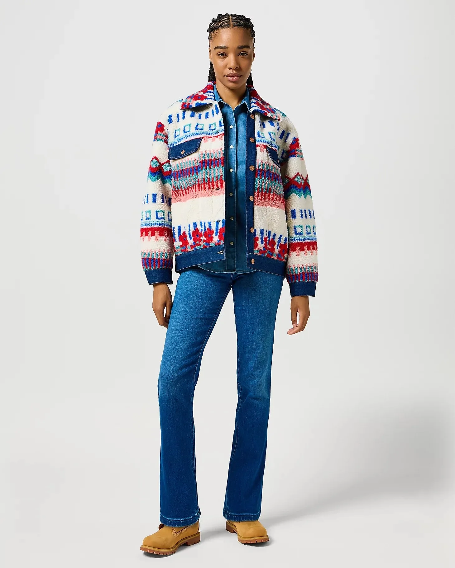 Sherpa Trucker Fleece Jacket in Fun Floral
