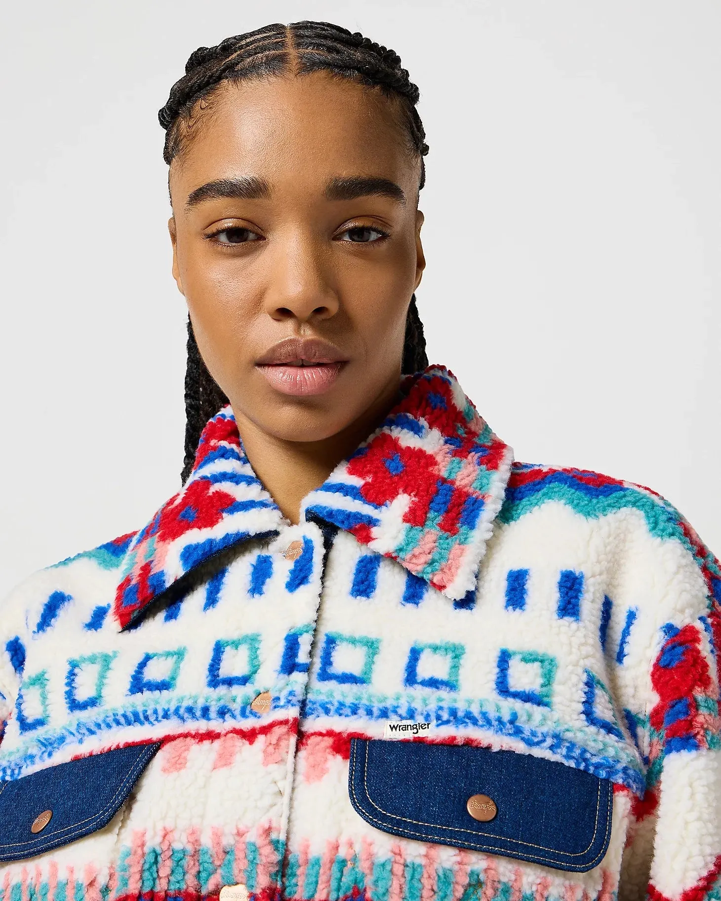 Sherpa Trucker Fleece Jacket in Fun Floral