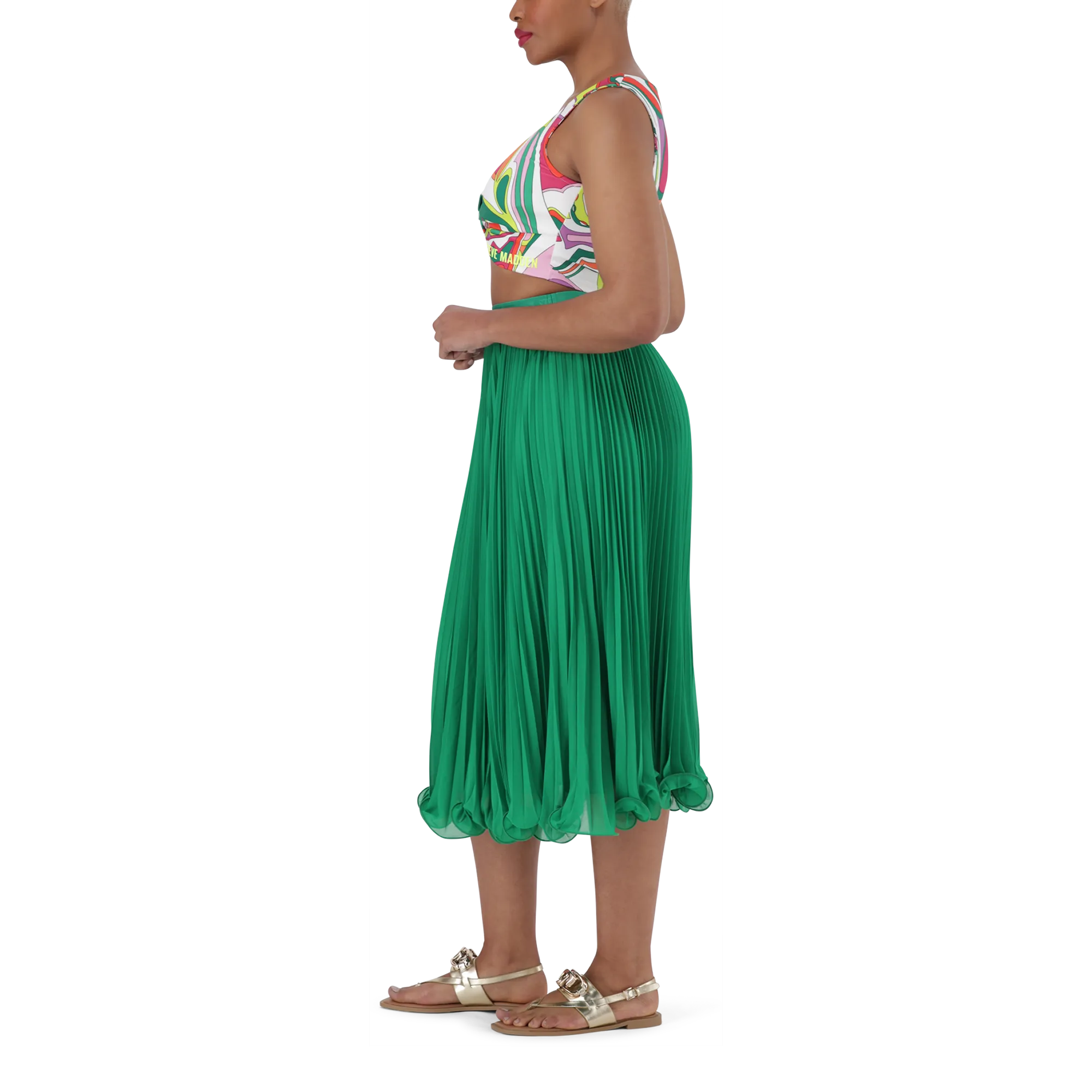 SIERRA EMERALD PLEATED MIDI SKIRT