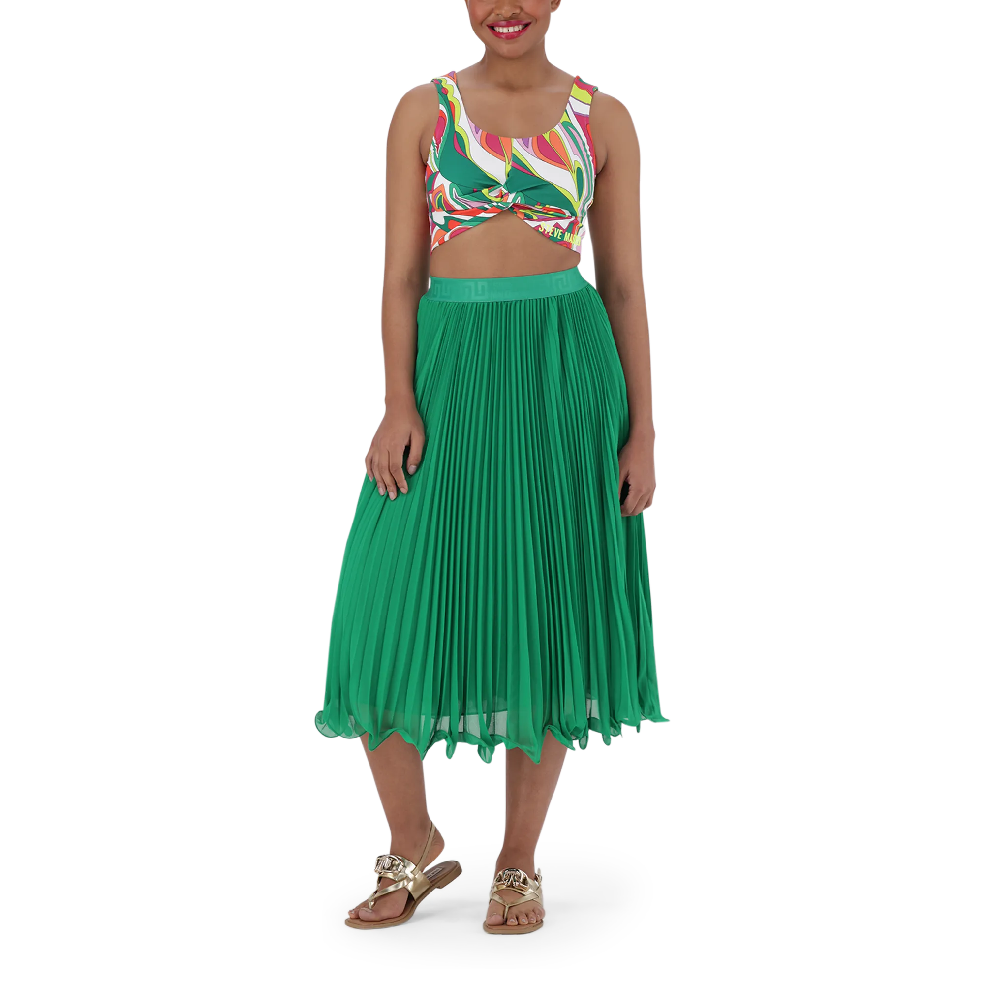 SIERRA EMERALD PLEATED MIDI SKIRT