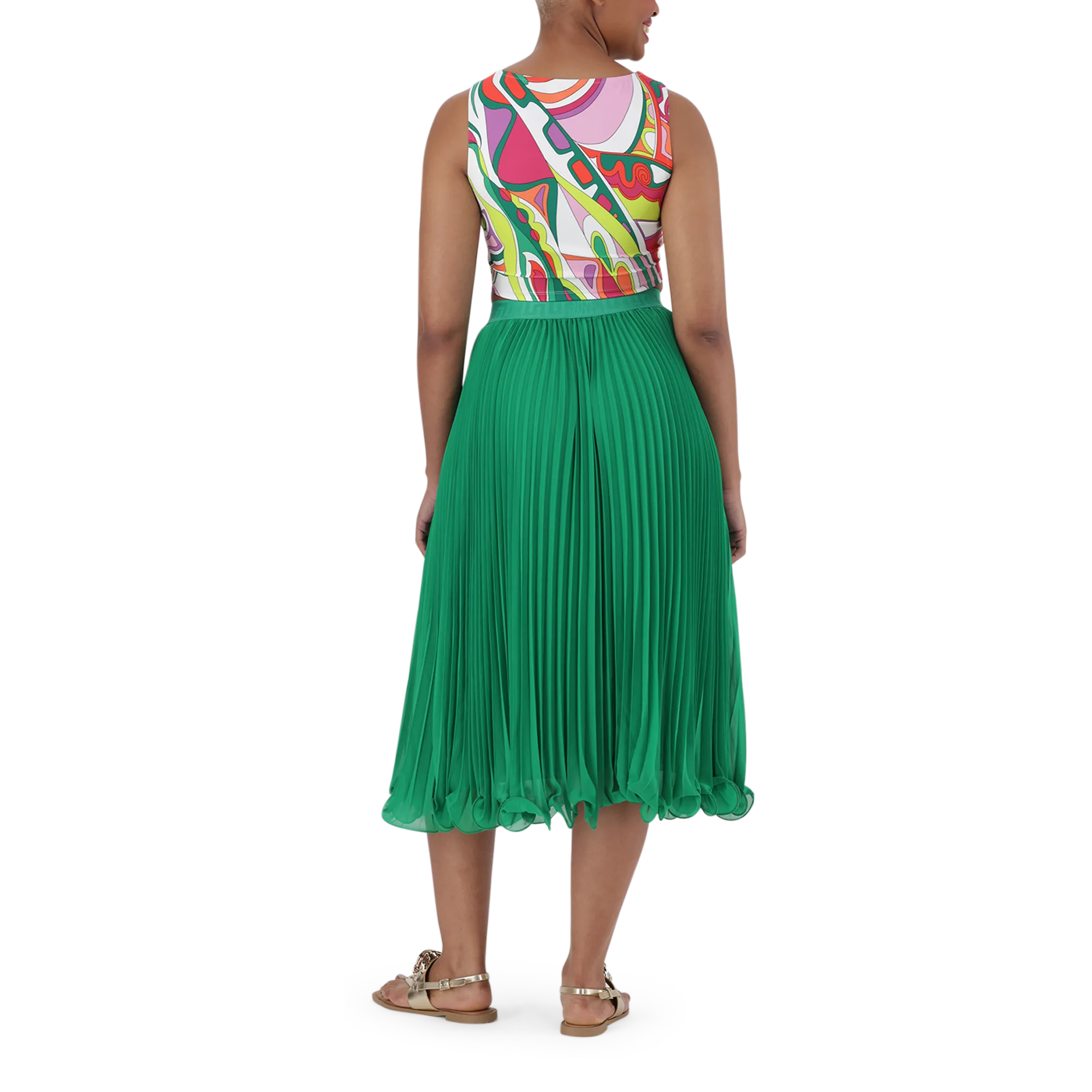 SIERRA EMERALD PLEATED MIDI SKIRT