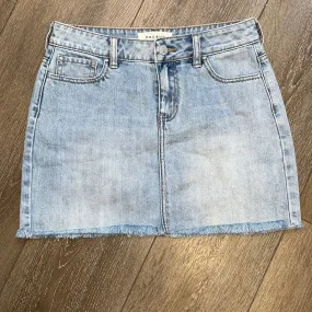 Size 24 PacSun Light Wash Raw Hem Denim Mini Skirt