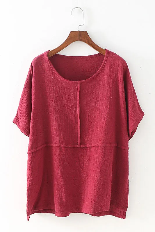 Solid color half sleeve top J009-13