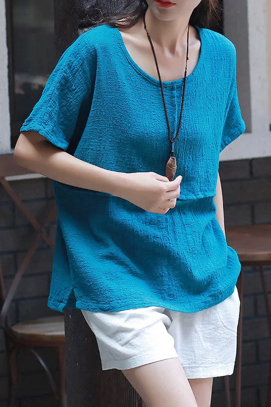 Solid color half sleeve top J009-13