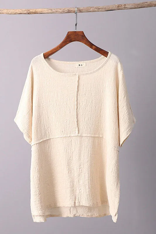 Solid color half sleeve top J009-13