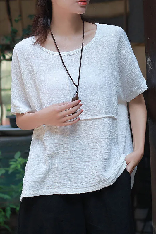 Solid color half sleeve top J009-13